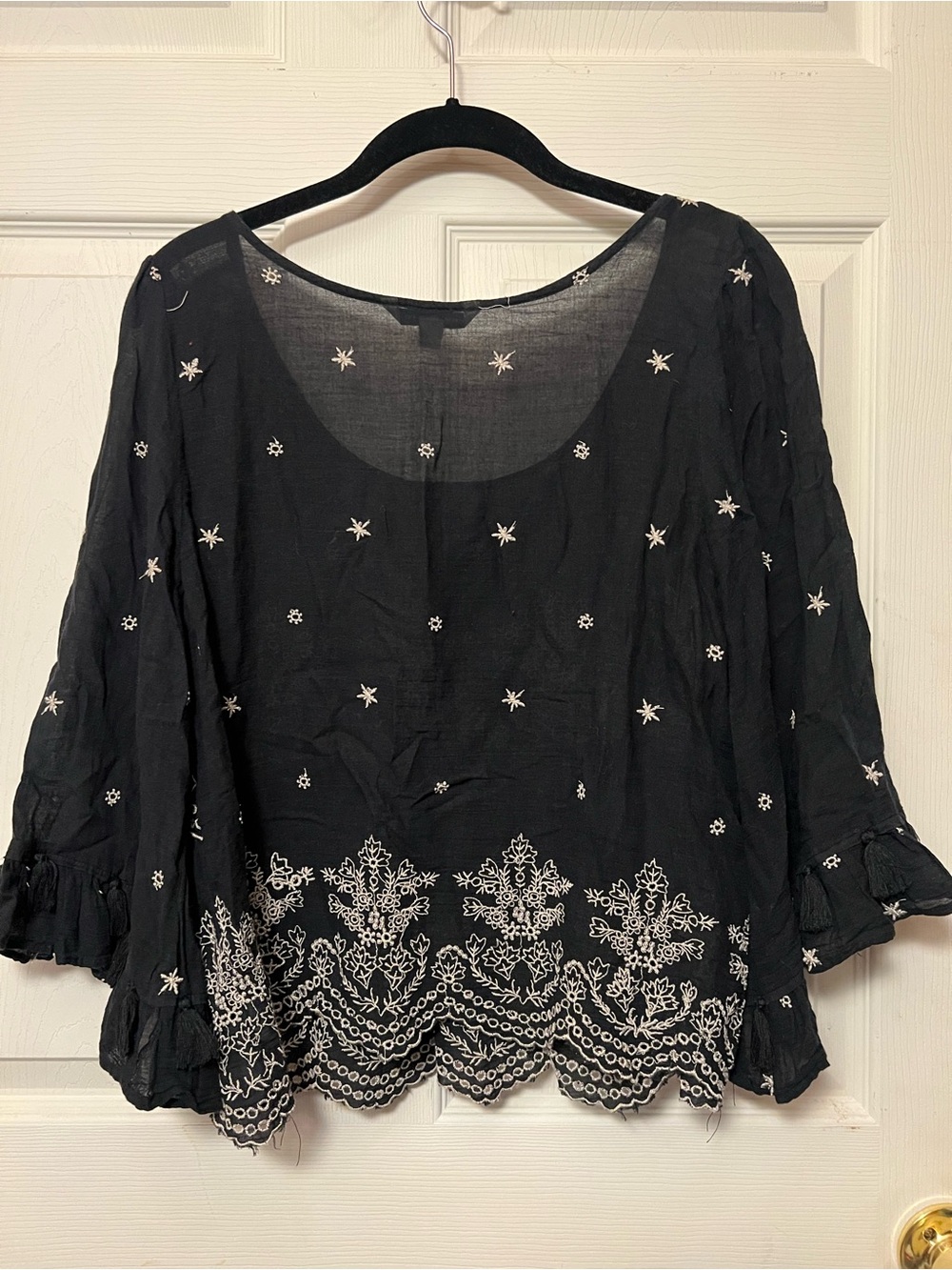 American eagle boho Embroidered Navy Peasant Top - Women - Picture 6 of 6